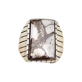 Ray Jack Navajo Sterling Wild Horse Ring Sz 8.5