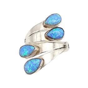 Thomas Yazzie Navajo Sterling Opal Inlay Adjustable Ring