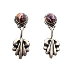 Sharon McCarthy Navajo Sterling Spiny Oyster Earrings