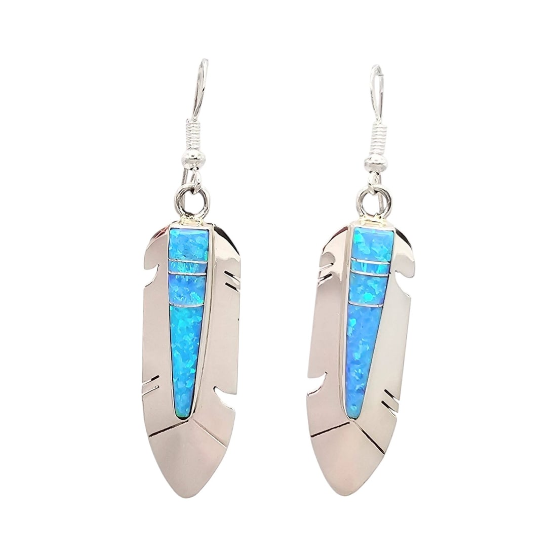 Mary Yazzie Navajo Sterling Opal Feather Earrings (1 of 4)