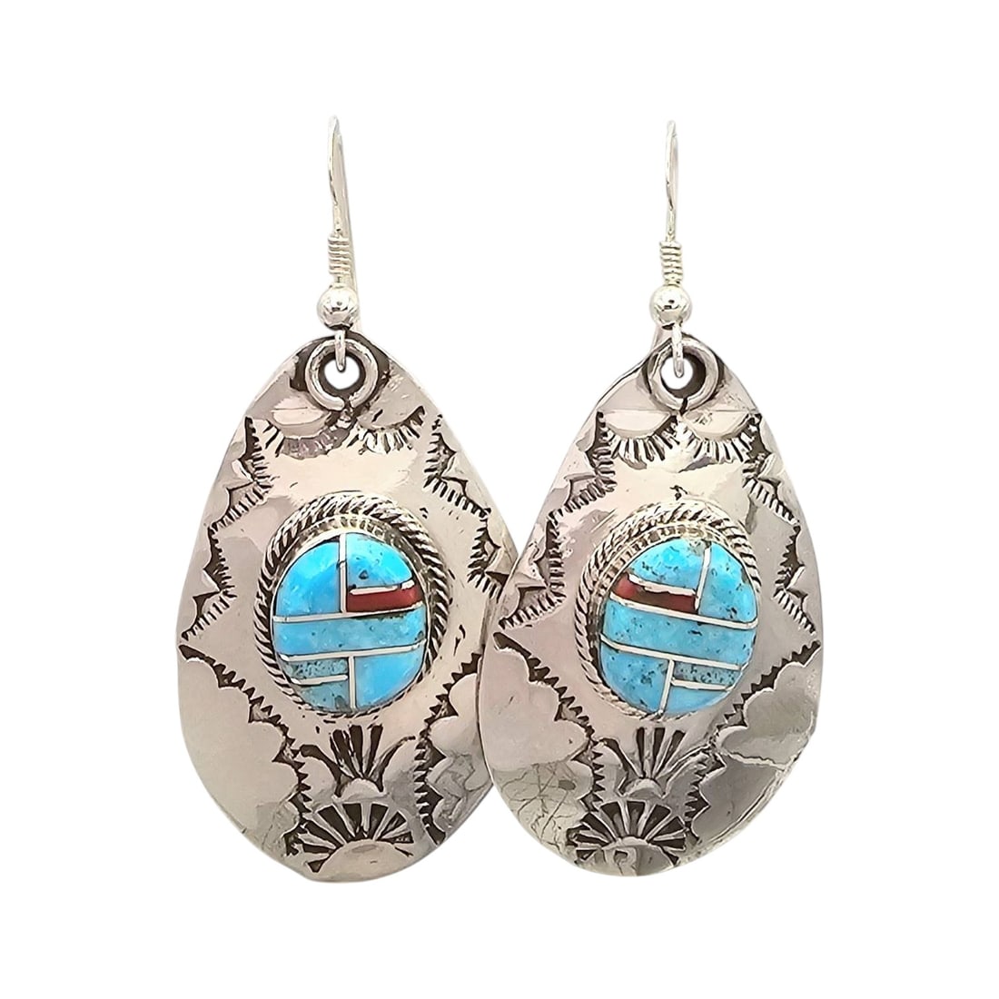 Gilbert Tom Navajo Sterling Kingman Turquoise Earrings (1 of 4)