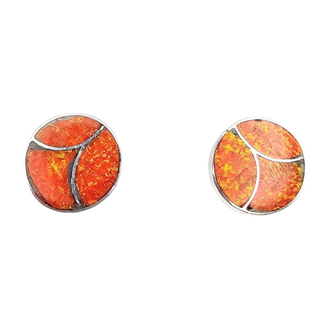 Carmichel Halo Zuni Sterling Opal Earrings (1 of 4)