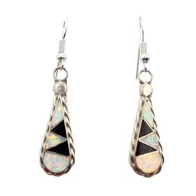 Swain Charlie Zuni Sterling Multi-Stone Earrings