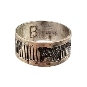 Elaine Becenti Navajo Sterling Overlay Ring Sz 11