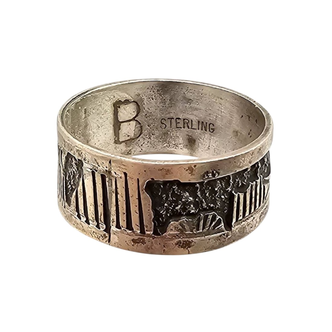 Elaine Becenti Navajo Sterling Overlay Ring Sz 11 (1 of 4)