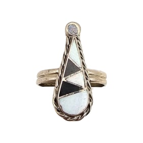 Swain Charlie Zuni Sterling Multicolor Ring Sz 7