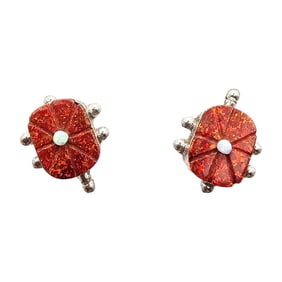 Sarah Bowannie Zuni Sterling Opal Stone Earrings