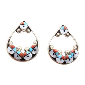 Carol Niiha Zuni Sterling Multicolor Earrings