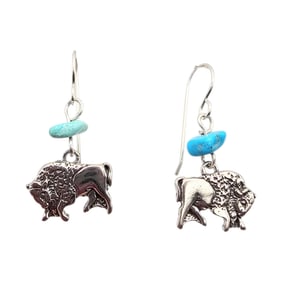 Sterling Kingman Turquoise Buffalo Earrings