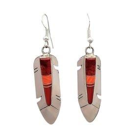 Mary Yazzie Navajo Sterling Multicolor Feather Earrings