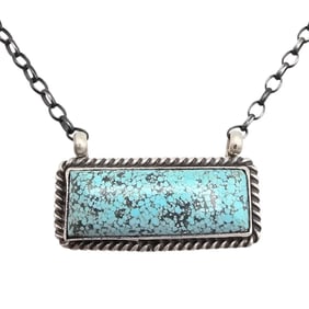 Johnny Dixon Navajo Sterling Kingman Turquoise Necklace