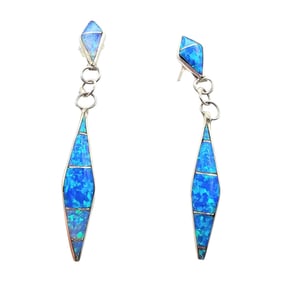James Kee Zuni Artist Sterling Opal Earrings