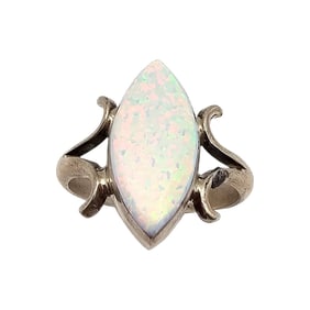 Larry Castillo Navajo Sterling Opal Ring Sz 10
