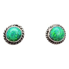 Sterling Green Iridescent Gemstone Earrings