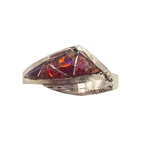 Phyllis Beyuka Sterling Zuni Opal Ring Sz 8