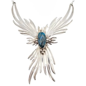 Charles Johnson Navajo Kingman Turquoise Sterling Necklace