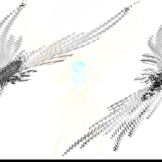 Charles Johnson Navajo Kingman Turquoise Sterling Necklace