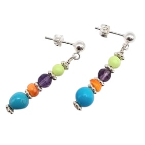 Corrine Smith Navajo Sterling Multicolor Earrings