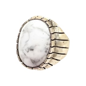 Sterling Navajo Howlite Ring by Trevor Jack Sz 9