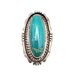 Sterling Sleeping Beauty Turquoise Ring by Larry Yazzie Sz 5.5