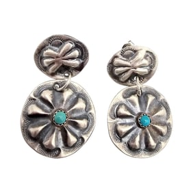 Joan Begay Navajo Sterling Kingman Turquoise Earrings