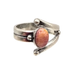Tom Lewis Navajo Sterling Spiny Oyster Adjustable Ring