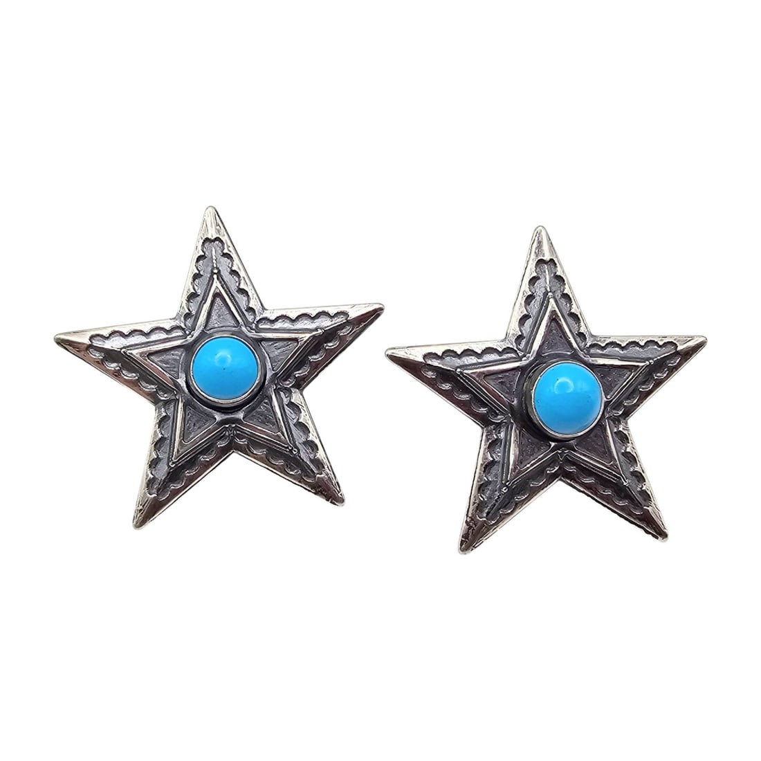 Kingman Turquoise Sterling Star Earrings (1 of 4)