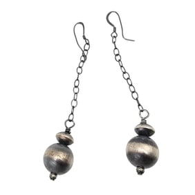 Navajo Sterling Dangle Earrings with Beaded Accents