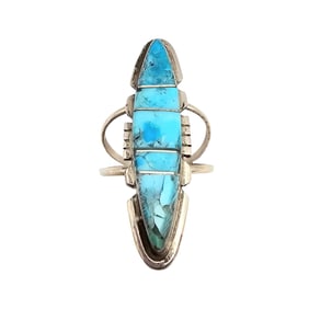 Sterling Turquoise Inlay Statement Ring