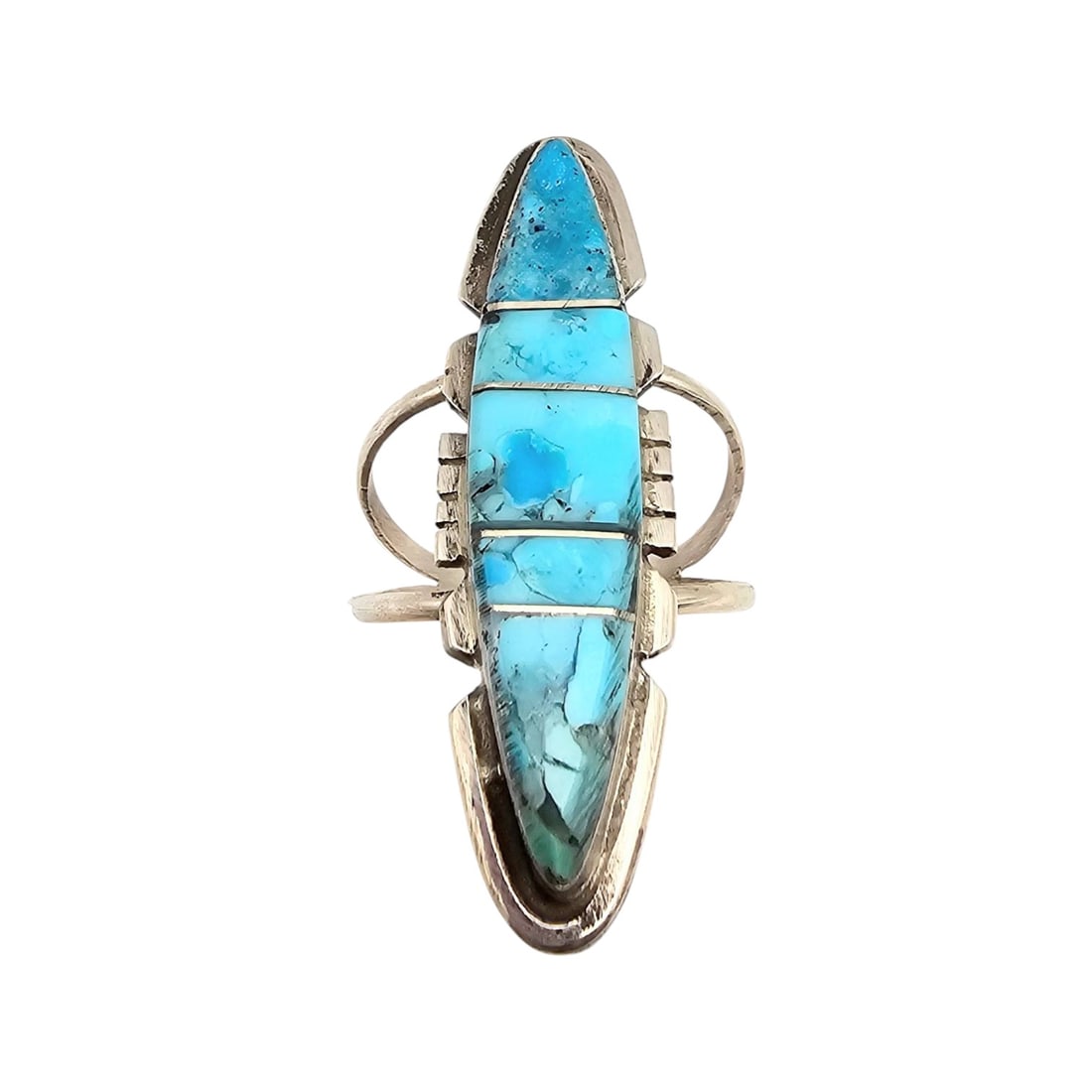 Sterling Turquoise Inlay Statement Ring (1 of 5)