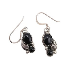Sharon McCarthy Navajo Sterling Black Onyx Earrings