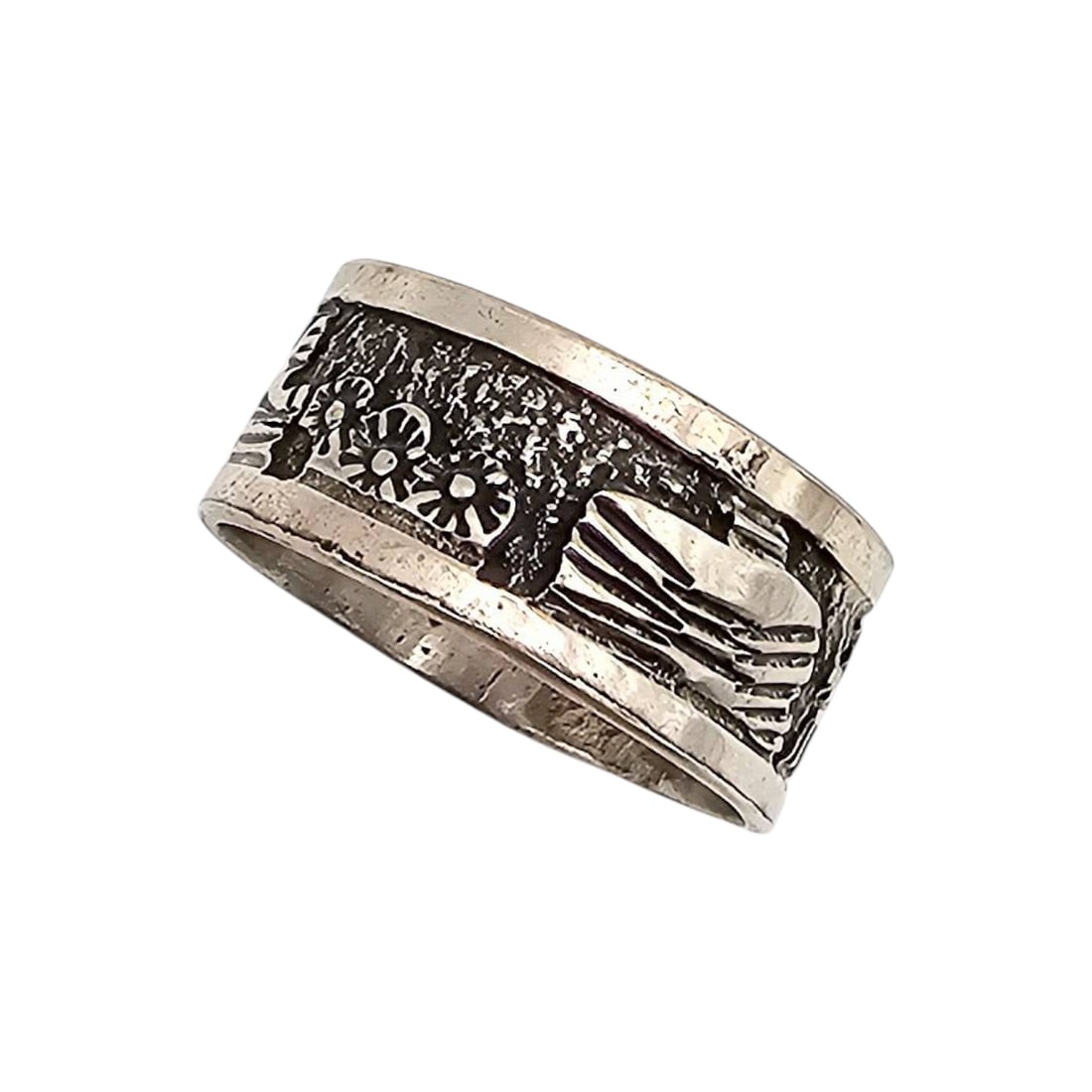 Elaine Becenti Navajo Sterling Overlay Ring Sz 9 (1 of 4)