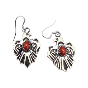 Genevive Frnsc Navajo Sterling Red Coral Earrings