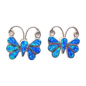 Zuni Sterling Opal Butterfly Earrings