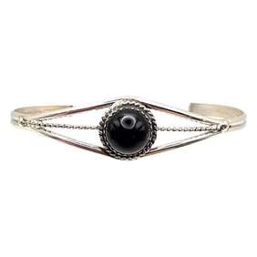 Sterling Black Onyx Bracelet by Esther White, Navajo Handmade