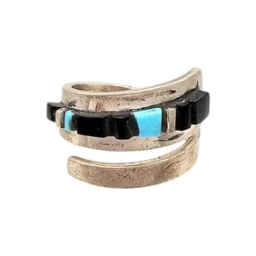 Edward Becenti Navajo Adjustable Stone Inlay Ring