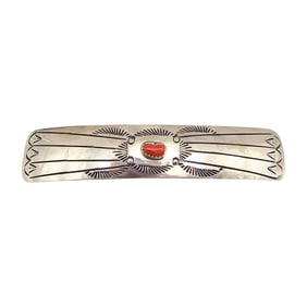Joanne Navajo Sterling Hair Barrette with Red Coral