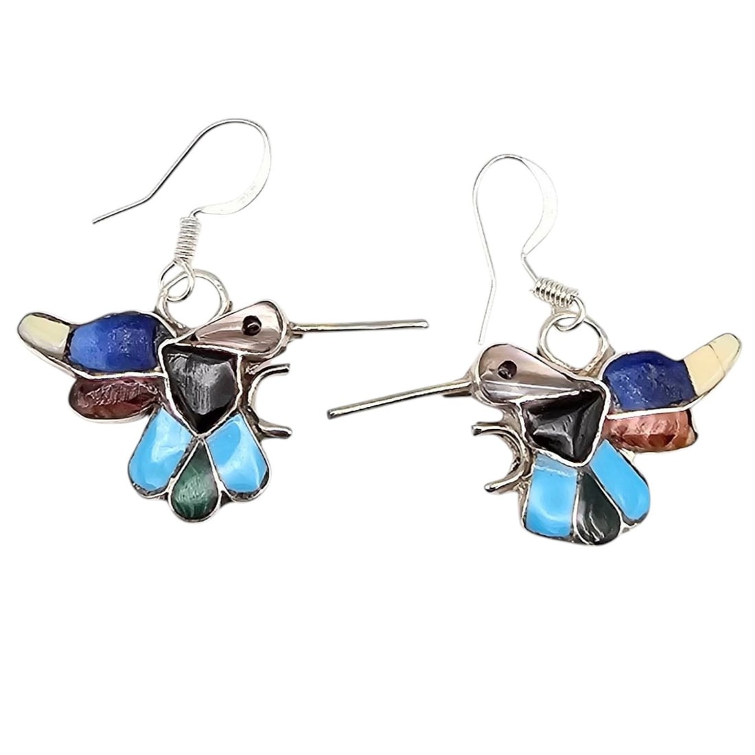 Tammie Qualo Zuni Sterling Multi-Stone Hummingbird Earrings (1 of 4)