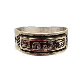 Navajo Sterling 12K Gold Overlay Ring by Harry Tsosie Sz 10.5