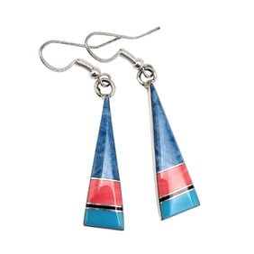 Mary Yazzie Navajo Sterling Multi-Stone Earrings