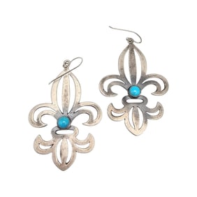 Tony Yazzie Navajo Sterling Earrings with Kingman Turquoise