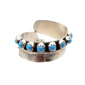 Chester Charley Navajo Sterling Kingman Turquoise Adjustable Ring