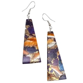 Jameson Pete Navajo Sterling Spiny Turquoise Slab Earrings