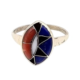 Vern Quandalacy Zuni Sterling Multi-Stone Ring Sz 7