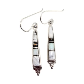 Rick Tolino Navajo Onyx/Opal Inlay Sterling Earrings
