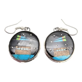 Gilbert Smith Navajo Sterling Multi-Stone Earrings