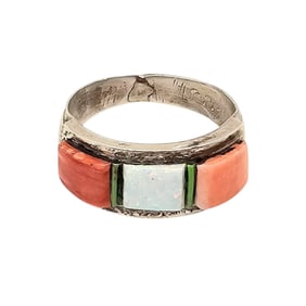 Victor Thompson Navajo Sterling Multi-Stone Ring Sz 9