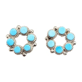 Janice Lialio Zuni Sterling Turquoise Earrings