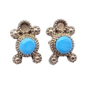 Janette Yatsa Zuni Sterling Kingman Turquoise Earrings
