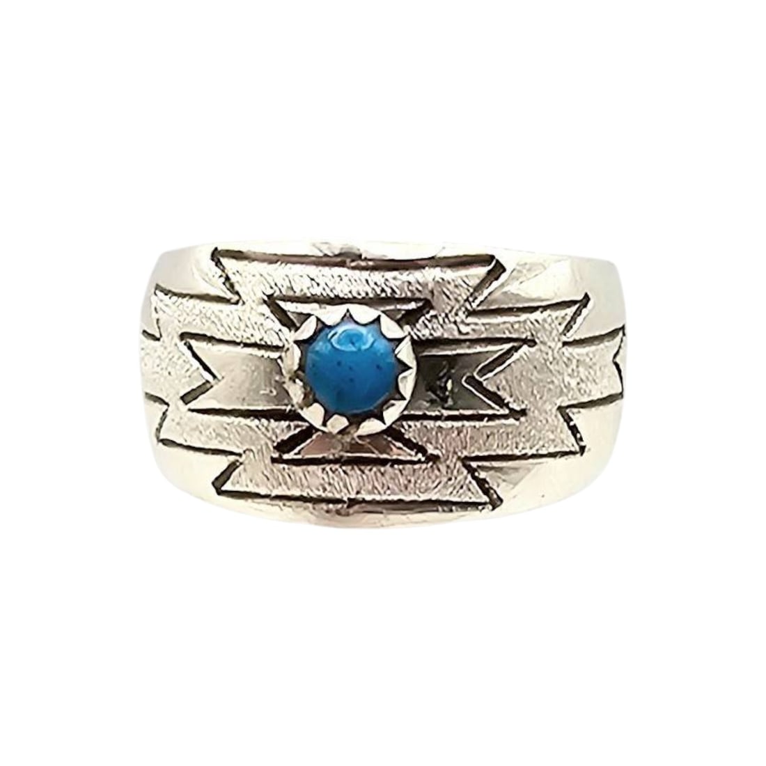 Sterling Kingman Turquoise Ring by Florence Tahe Sz 8 (1 of 4)